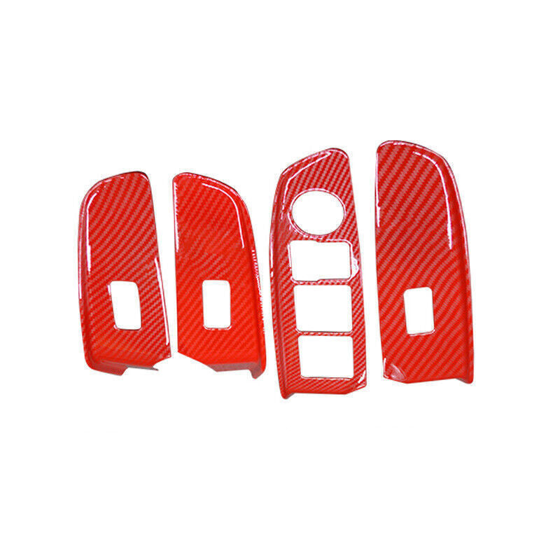 Glass Window Lifting Lock Panel Trim 4PCS for Kia K3 2014-2018 Red Carbon Fiber