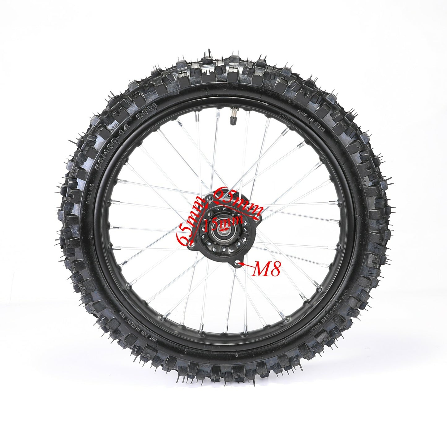 15mm 60/100-14 front tire, 1.4x14 rim for Taodao cooler 110/125 Pit bicycle
