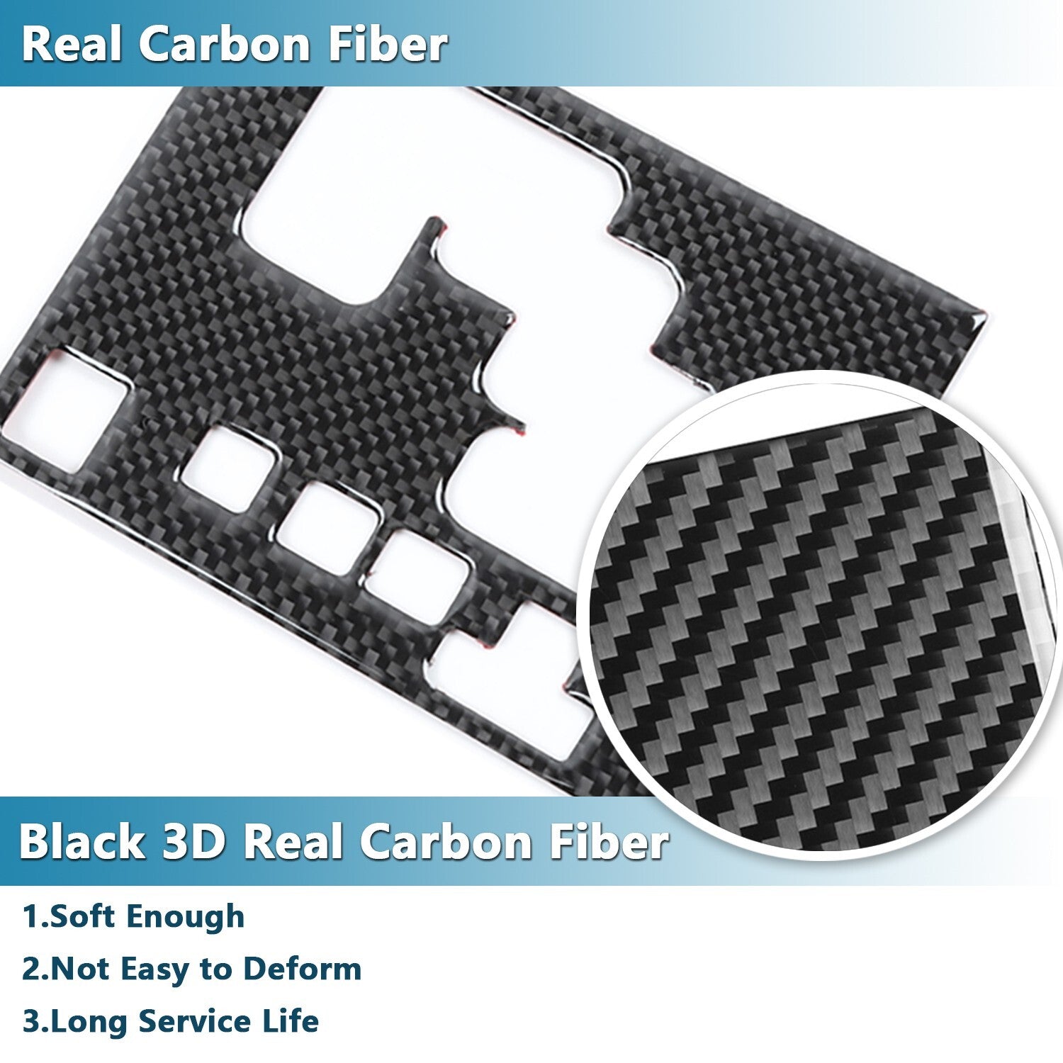 Central Gear Shift Panel Cover Trim Stickers for 4runner 2010-2023 Carbon Fiber