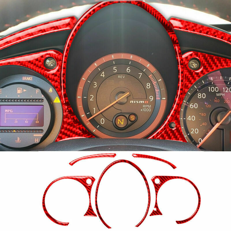 12Pcs Red Carbon Fiber Full interior Set Kit Cover Trim for Nissan 370Z 2009-20