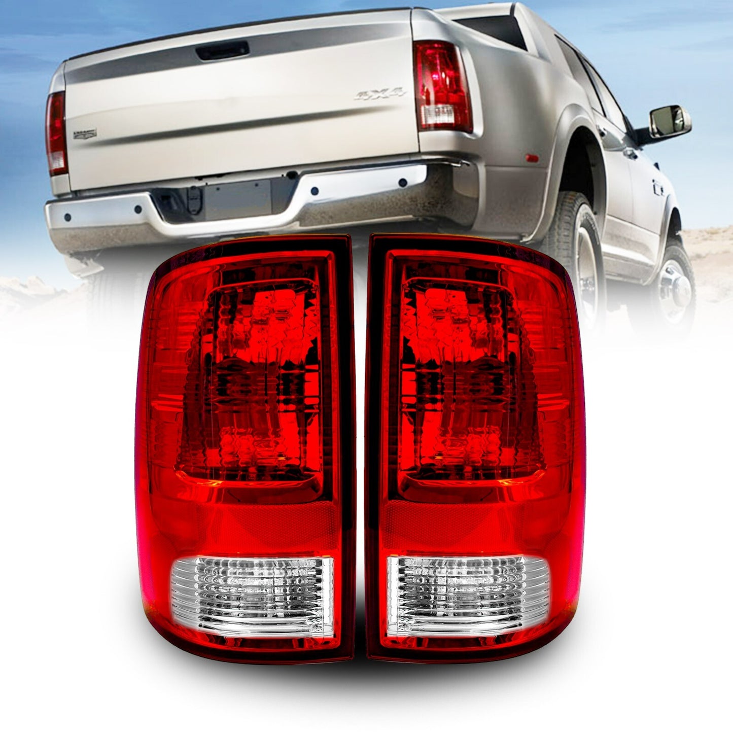 2009-2020 for Dodge for Ram 1500 2500 3500 with a pair of rear brake lights and taillights.