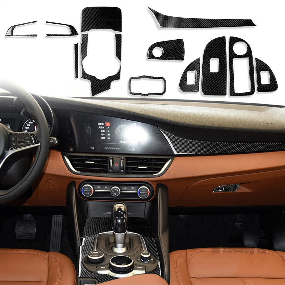 Carbon Fiber Interior Full Set Kit Decorative Trim for Alfa Romeo Giulia 2017-19