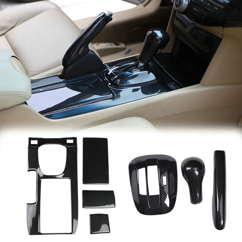 for Honda Accord 2008-13 Carbon Fiber Inner Gear Shift Box Panel Cover Trim 7PCS