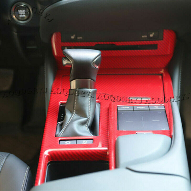 for Lexus ES350/300h/250 2019-22 Red Carbon Fiber Gear Shift Panel Cover Trim 3x