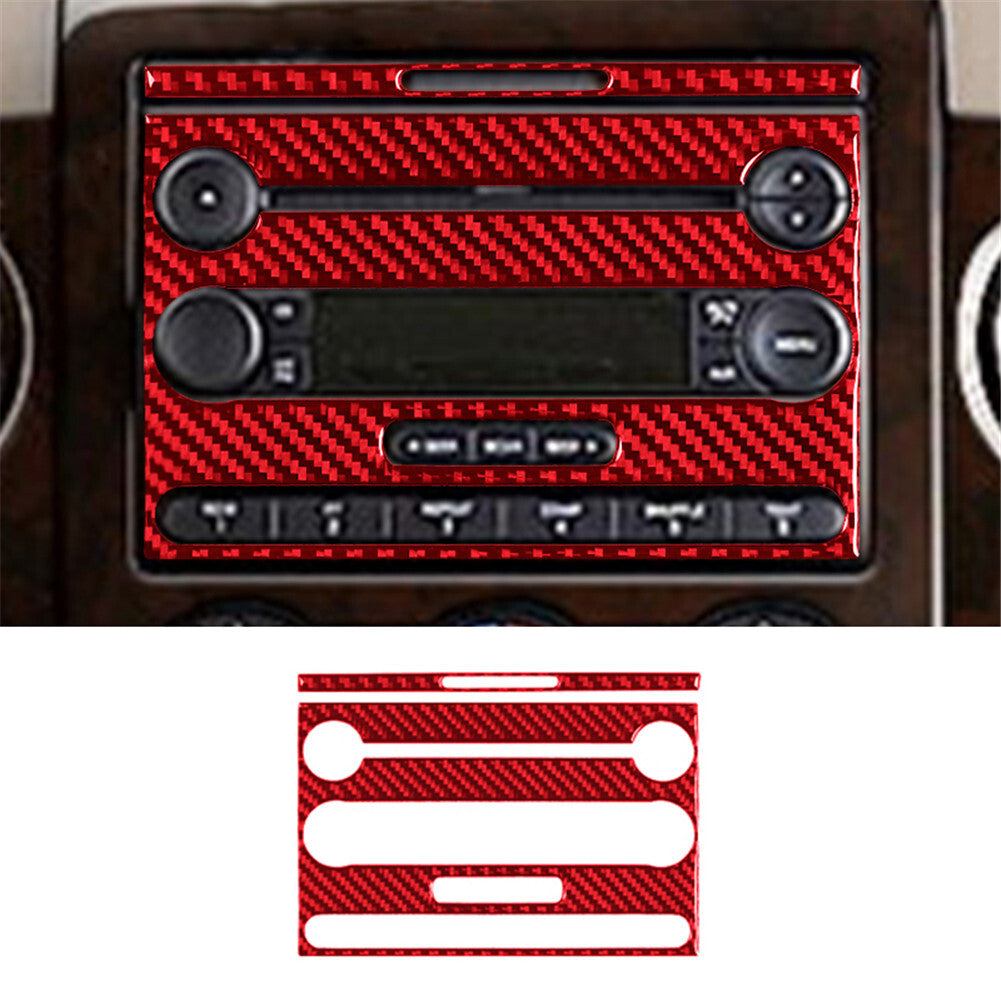 2Pcs Red Carbon Fiber Interior Radio With CD Cover Trim for Ford F-150 FX4 04-08