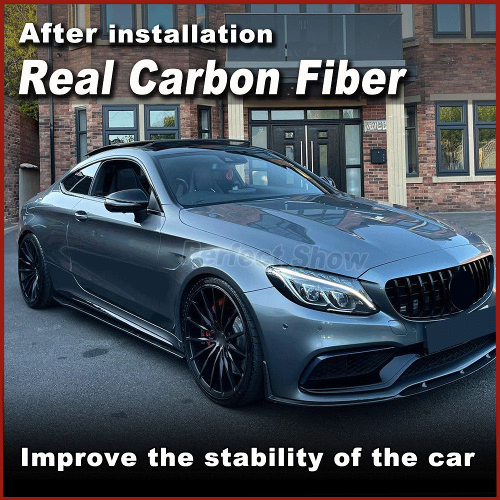 for Mercedes-Benz W205 C205 C43 C63 15-18 REAL Carbon Side Skirts Extension