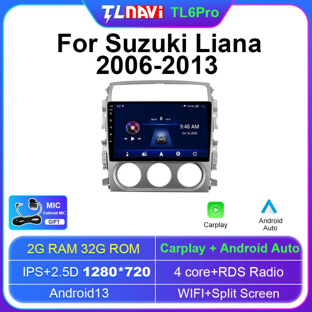for Suzuki LIANA 2006-2013 Stereo CarPlay Car Radio Android GPS Player Screen 4G