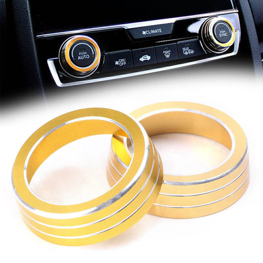 2x AC Air-condition Control Switch Cover Ring Fit for Honda for Civic 2016 2017 Gold