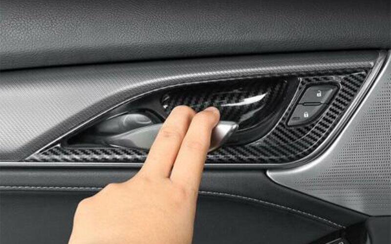 for Cadillac CT5 2020-2023 Carbon Fiber Steel Interior Door Handle Cover Trim