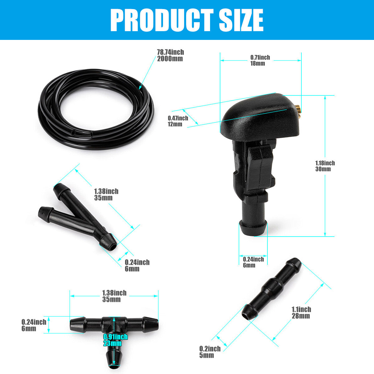 Windshield washing machine hose and nozzle for 2011-2016 for Ford F250 F350 F450 F550 Edge