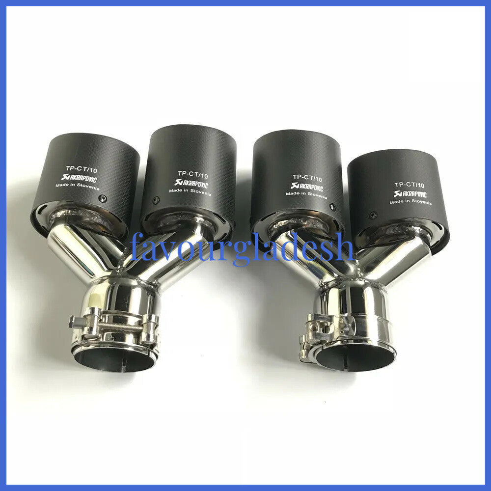 2PCS: ID:2.5(63mm) OD:4.5(114mm) Akrapovic Carbon Fiber Exhaust Tip Dual Pipe