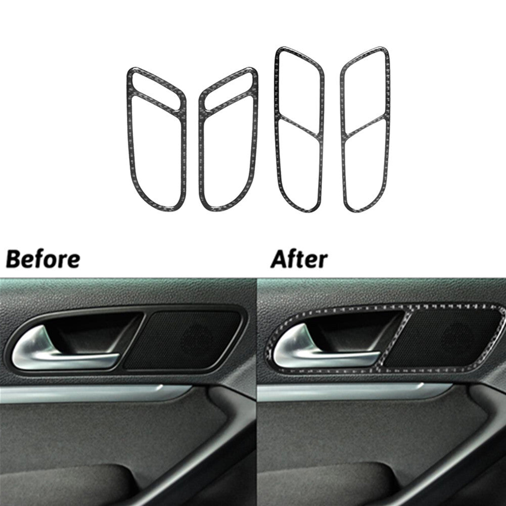 4Pcs Carbon Fiber Door Handle Frame Cover Trim for Volkswagen for Tiguan 2013-2017