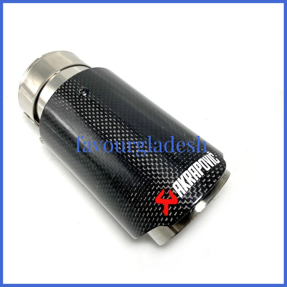 1 X IN 3.0 76MM OUT: 3.0 76MM Akrapovic Glossy Carbon Fiber Pipe Exhaust Tip