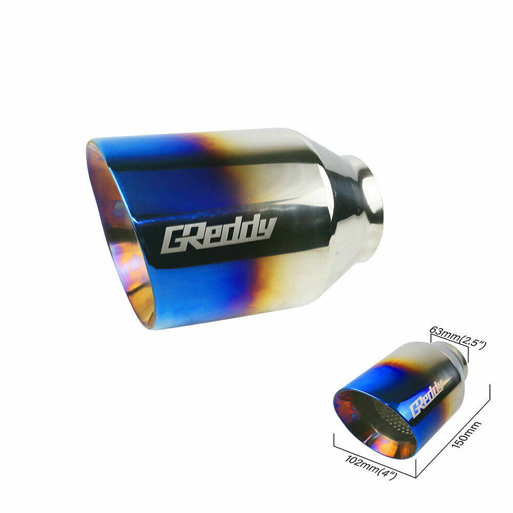 2x Universal 2.5 inlet 4 OD Exhaust End Tip Muffler Burnt Blue Pipe Tip