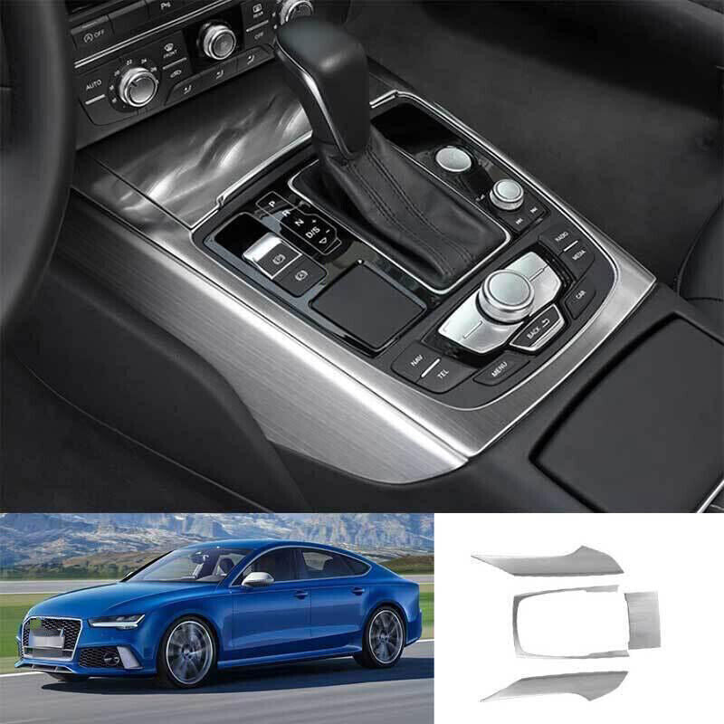 for Audi A6 A7 S6 S7 2012-18 Silver Steel Center Console Gear Shift Cover Trims