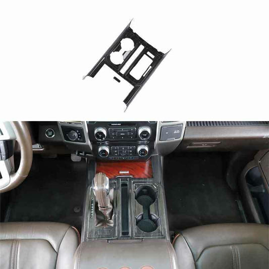 for Ford F-150 F150 15-20 Black Wood Grain Central Gear Shift Water Cup Panel A