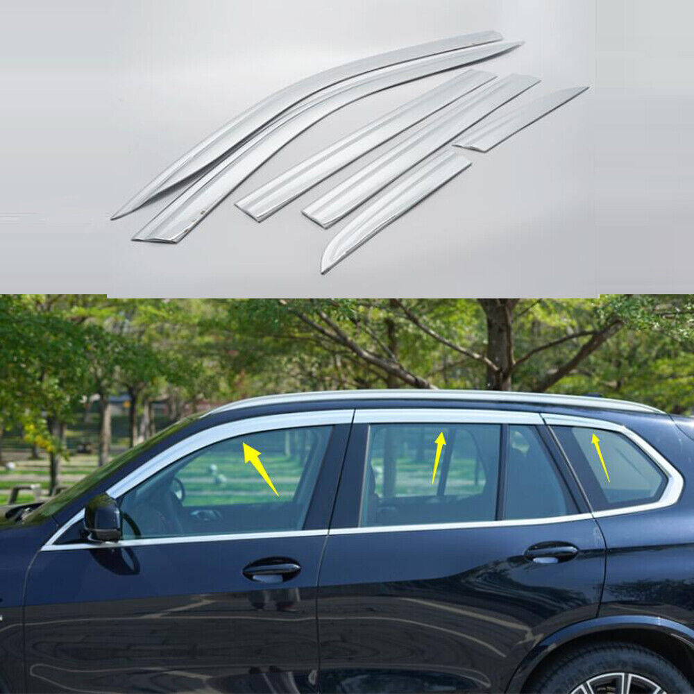 for BMW X5 2019-2023 Chrome Window Wind Visors Sun Rain Guard Vent Deflector 6x