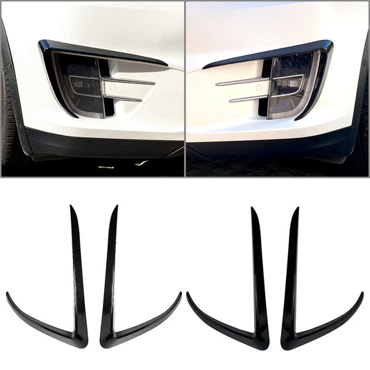 Carbon Fiber Car Front Fog Light Lamp Eyebrow Cover Trim for Tesla Model X 15-20