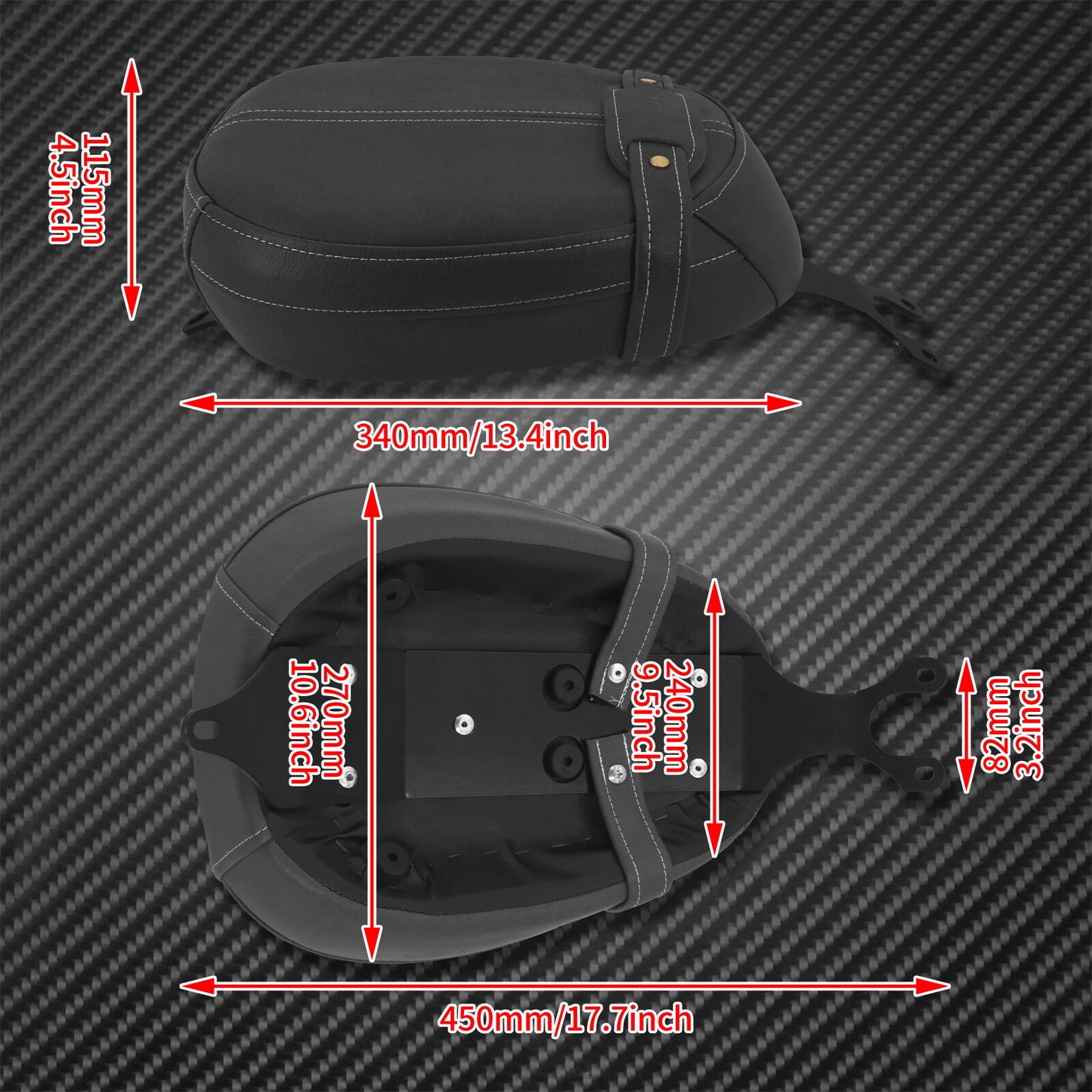 Black Rear Leather Passenger Pillion Cushion for Seat Pad Fit For Indian Scout 15-20