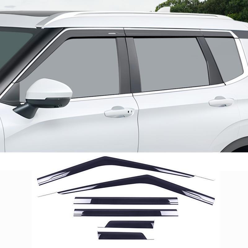 for Mitsubishi Outlander 22+ silver+black Window Visor Vent Sun Shade Rain Guard