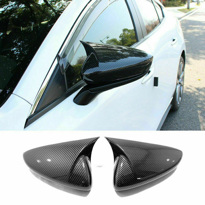 for Mazda 3 Axela 2019-2023 Carbon Fiber horn Rearview Mirror Cover Trims Decor