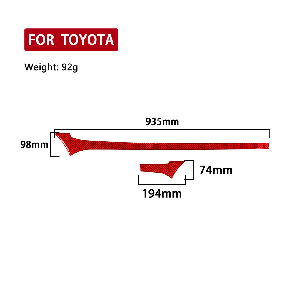 For T@yota Hilux Revo 15-21 Center Console Dashboard Panel Trim Red Carbon Fiber