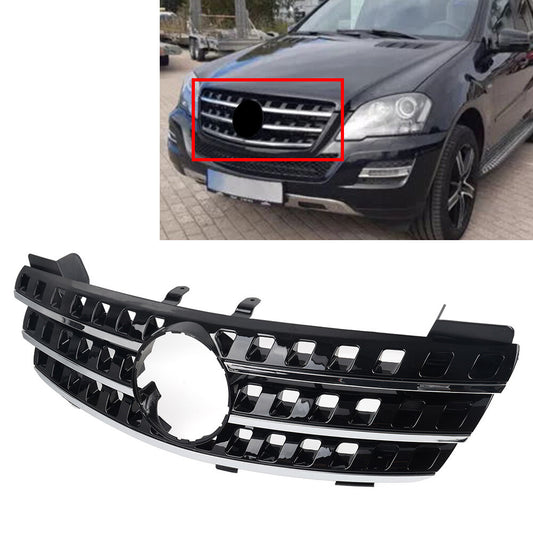 3-Fin Front Upper Hood Grill Grille Fit for Benz ML Class W164 2005-2008 06 ABS