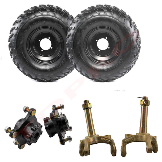 10-inch all-terrain vehicle wheels, 23x7-10 tires, 4-lug rims, main axle hubs, suitable for four-wheeled vehicles, for golf carts, and UTVs.