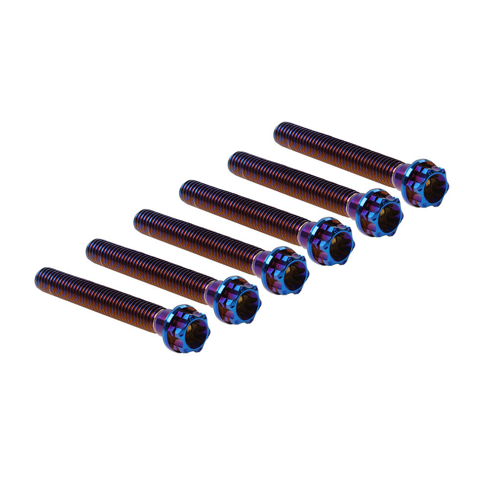 6pcs Bolts Torx Head Flange Screws M8x55mm BurnBlue For Motorcycle Bike