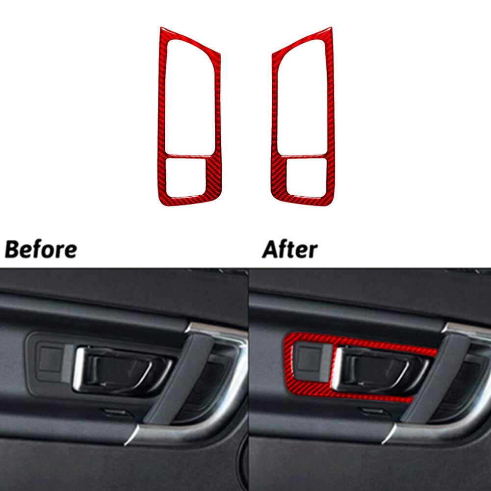 2x Red Carbon Fiber Front Door Handle Frame for Land Rover Discovery Sport 2015-2019