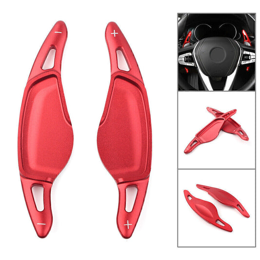 A pair of Alu steering wheel paddle shifters, extended version, suitable for BMW 5 Series, 7 Series, X3, X4, X5
