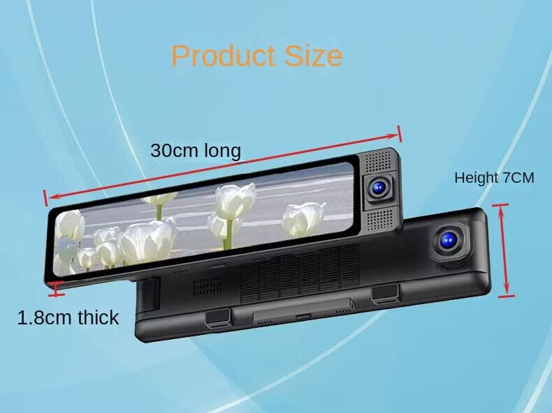 Dash Cam Car Rearview Mirror DVR Recorder Camera Touch Screen WiFi 1080P 3 Lens