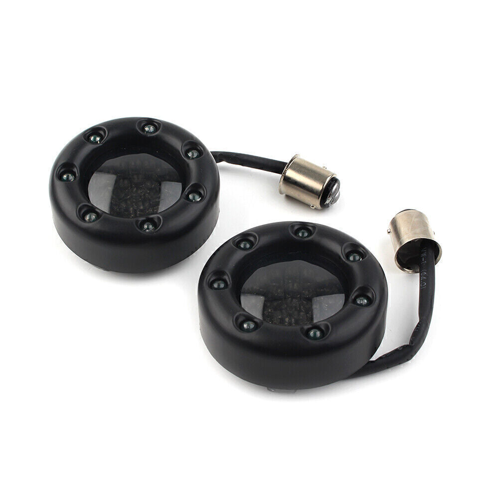 LED Black Fire Ring Turn Signals Lights Lamps Bulbs for Harley Softail Dyna 2pcs