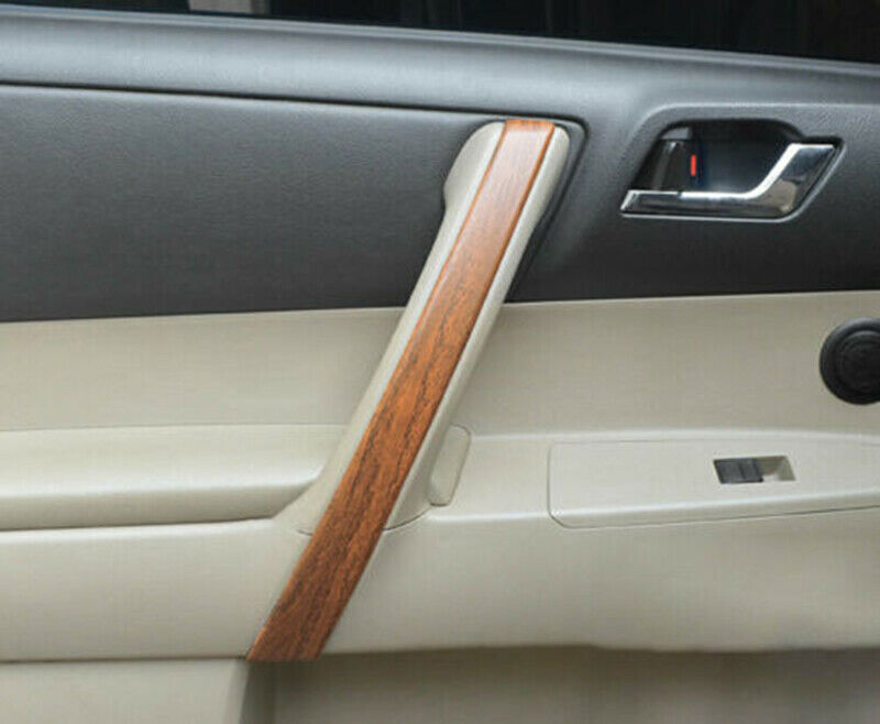 for Toyota Highlander 2008-2013 Wood Grain Door Armrest Panel Strip Cover Trim