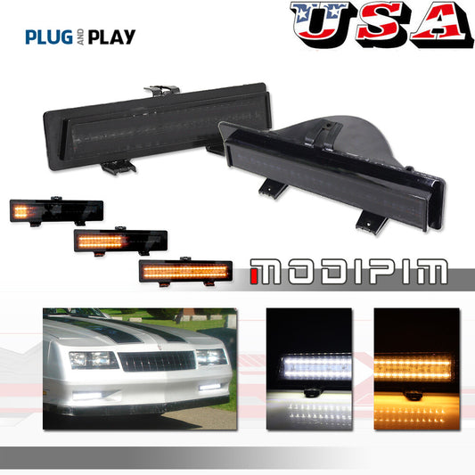 Smoke White DRL Sequential Amber LED Signal Lights for Chevrolet Monte Carlo SS-81-88