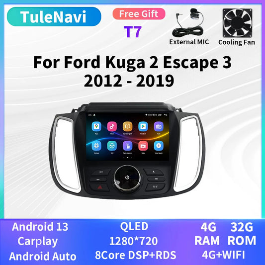 for Ford Kuga 2 Escape 3 2012-2019 Car Radio Carplay GPS Multimedia Video Screen
