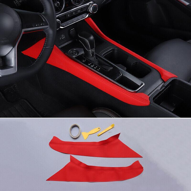 for Nissan Sentra Sylphy 2020-2022 Red Leather Console Gear Shift Both Side Trim