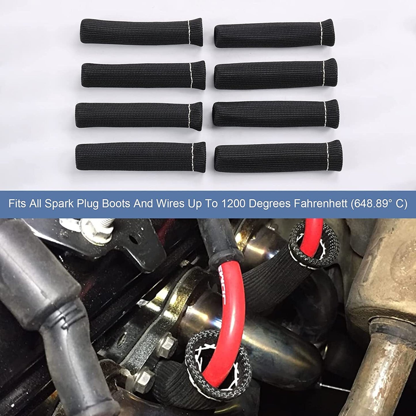 8-Pack 2500¡ã SPARK PLUG Line Boot Heat Shield Protective Cover for SBC BBC Equipment Manufacturers