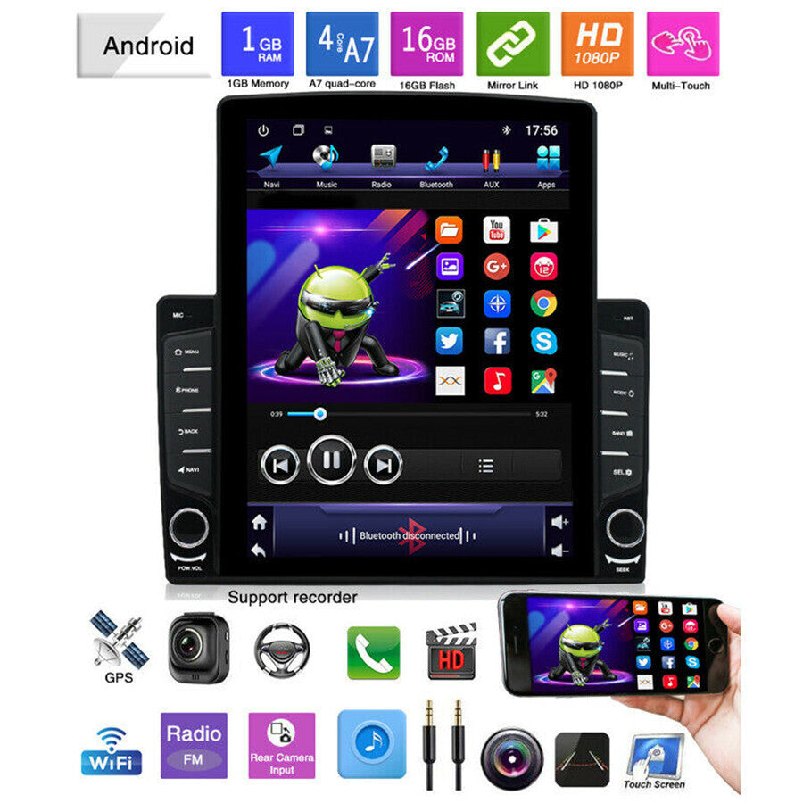 1Din GPS Wifi Touch Screen MP5 Player Car Stereo Radio 10.1in Android8.1 1+16G