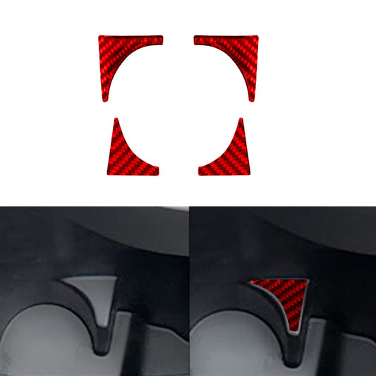 4Pcs Red Carbon Fiber Door Cup Holder Frame Cover Trim for Ford Ranger 2019-2022