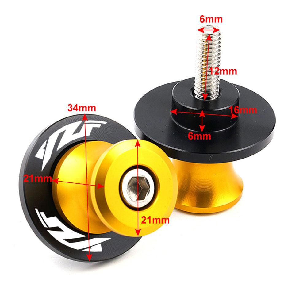 Black Swingarm Spools Slider Stand ScrewsM6 for Yamaha YZF R1 R3 R6