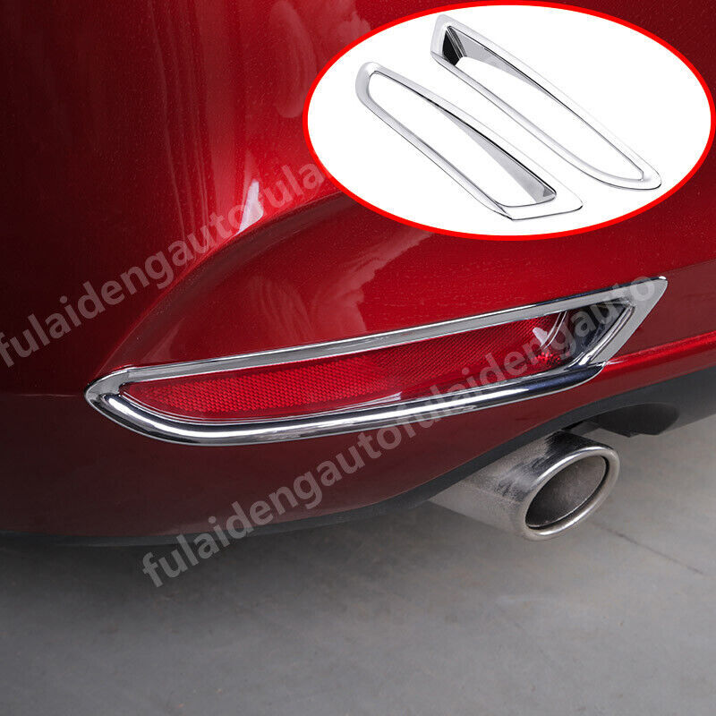 2for Mazda 3 Sedan 2019-2023 Chrome Rear Bumper Fog Light Lamp Frame Cover Trim