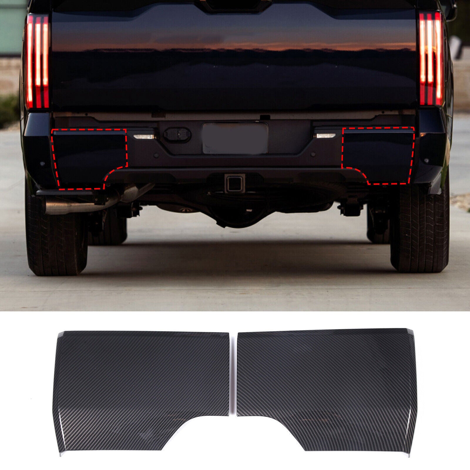 for Toyota Tundra 22-24 ABS Carbon Fiber Rear Bumper Side Trim Panel Cover 2PCS