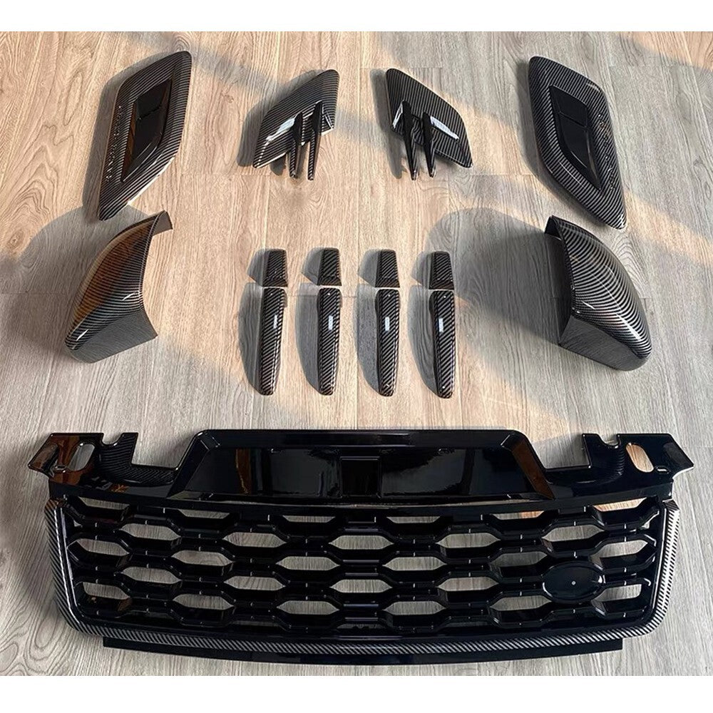 Carbon Fiber Style Front Grille+Body Kits Trim for Range Rover Sport 2018-2022