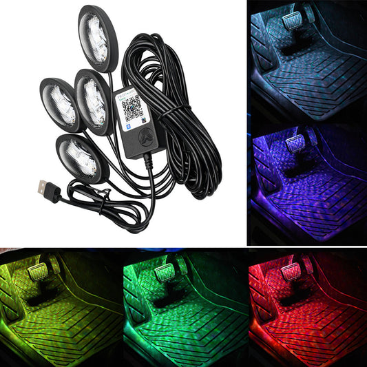 Car Interior Accessories RGB LED Floor Decorative Atmosphere Strip Lamp Lights