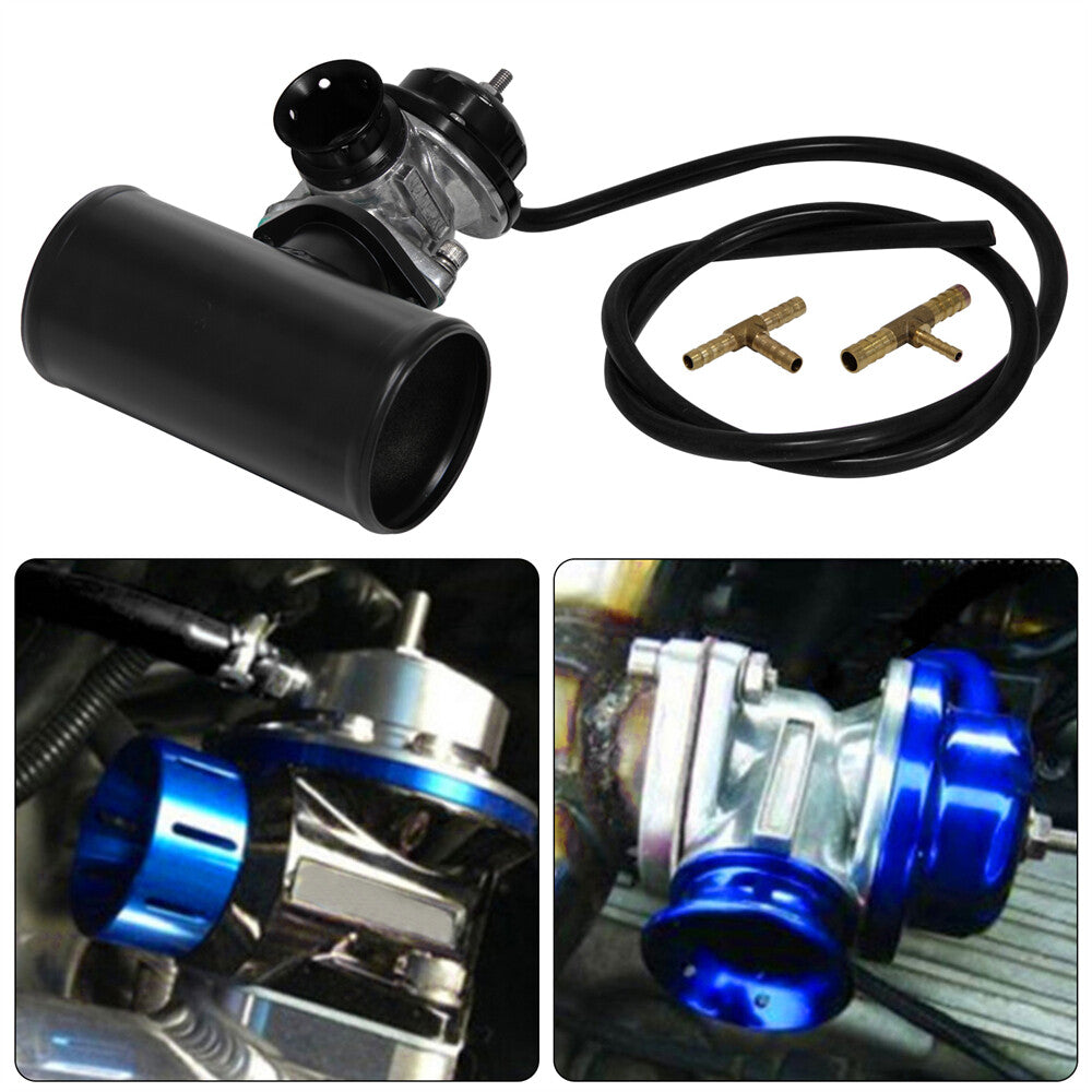 UNIVERSAL BILLET ALUMINUM TYPE-S TURBO BLOW OFF VALVE BOV+3 FLANGE PIPE BLACK