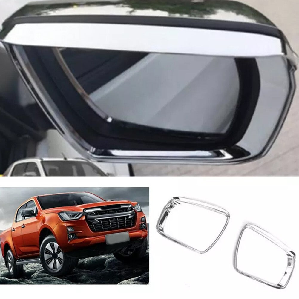 Chrome Rearview Mirror Rain Eyebrow Cover Trim for Isuzu D-Max Dmax 2021-2024