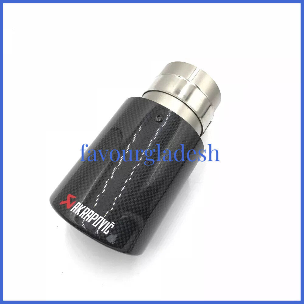 Universal AKRAPOVIC Exhaust Tip Muffler Pipe Carbon Fiber 63mm inlet 89mm outlet