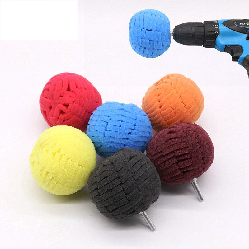 10-piece car polishing machine kit with conical polishing wheels, balls, sponge polishing pads