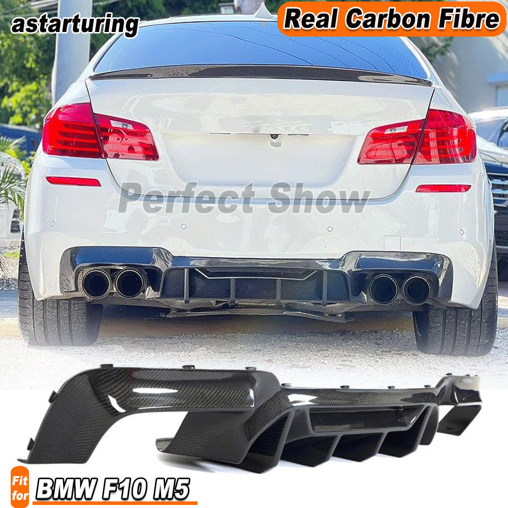 for BMW F10 M5 Sedan 2012-17 Real Carbon Fiber Rear Bumper Diffuser Lip Spoiler